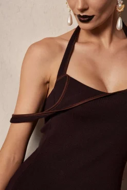 Asymmetrical Halter Cut Out Midi Dress