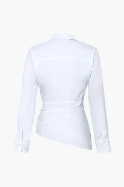 Asymmetrical Hem Pleated Shirt