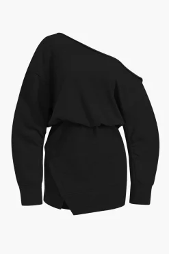 Asymmetrical Long Sleeve Mini Dress