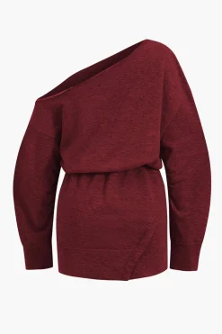 Asymmetrical Long Sleeve Mini Dress