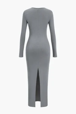 Asymmetrical Neck Slit Maxi Dress