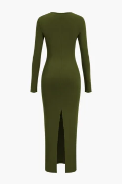 Asymmetrical Neck Slit Maxi Dress