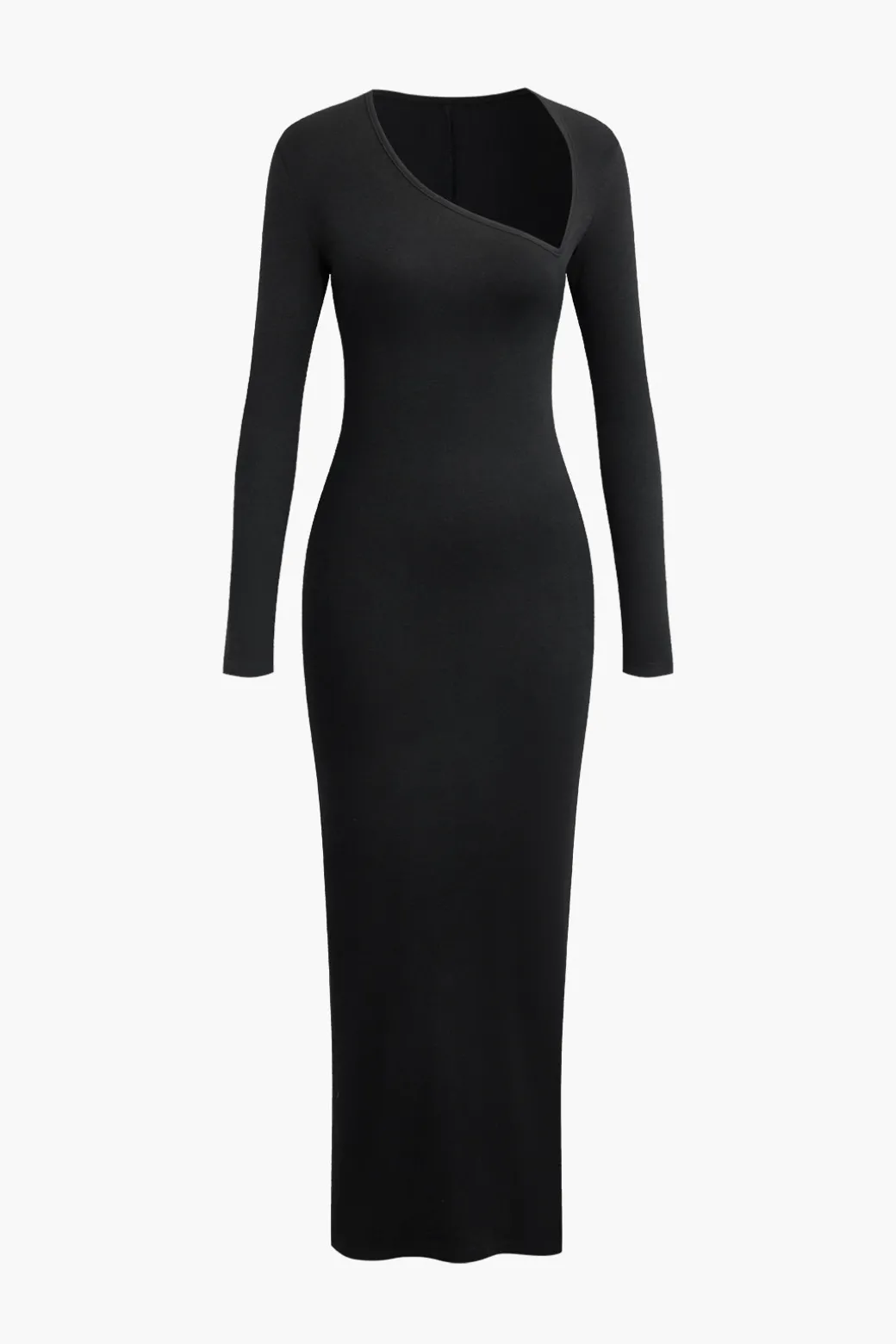 Asymmetrical Neck Slit Maxi Dress