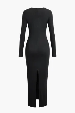 Asymmetrical Neck Slit Maxi Dress