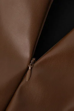 Asymmetrical Ruched Faux Leather Mini Skirt
