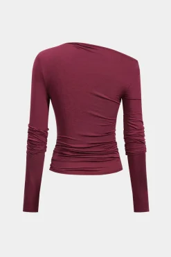 Asymmetrical Ruched Long-Sleeve Top