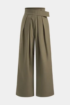 Asymmetrical Ruched Wide Leg Trousers