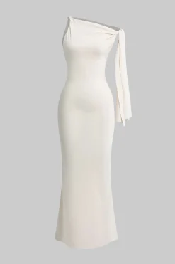 Asymmetrical Twist Knot Mermaid Maxi Dress