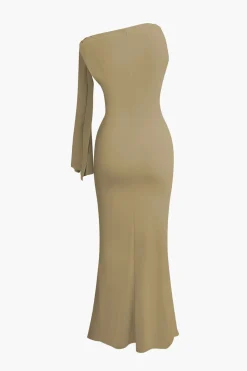 Asymmetrical Twist Knot Mermaid Maxi Dress