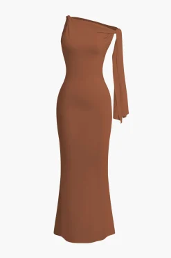 Asymmetrical Twist Knot Mermaid Maxi Dress