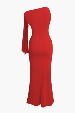 Asymmetrical Twist Knot Mermaid Maxi Dress
