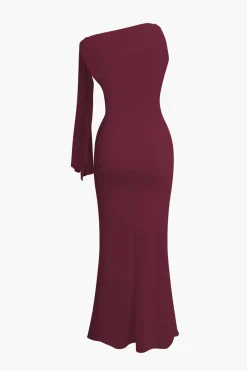 Asymmetrical Twist Knot Mermaid Maxi Dress