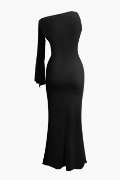 Asymmetrical Twist Knot Mermaid Maxi Dress