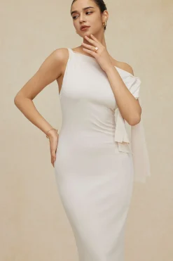 Asymmetrical Twist Knot Mermaid Maxi Dress