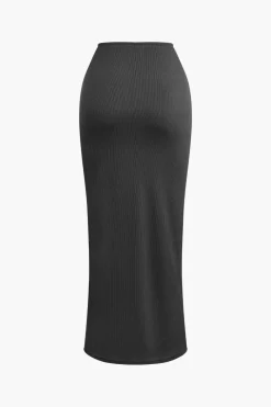 Asymmetrical Twist Top And High Waist Maxi Skirt Set