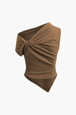 Asymmetrical Twist Top And High Waist Maxi Skirt Set
