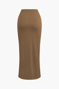 Asymmetrical Twist Top And High Waist Maxi Skirt Set