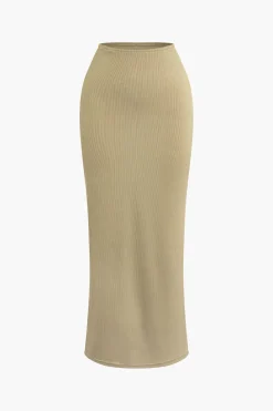 Asymmetrical Twist Top And High Waist Maxi Skirt Set