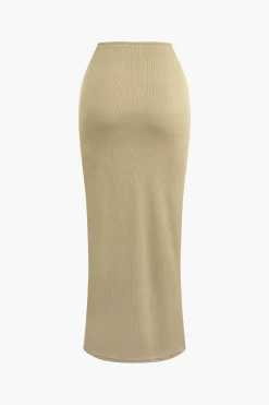 Asymmetrical Twist Top And High Waist Maxi Skirt Set