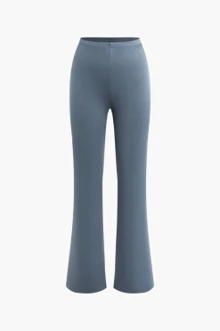 Asymmetrical Twisted Top And Flared Pants Set