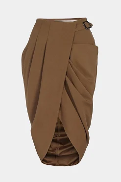 Asymmetry Belt Ruched Midi Skirt
