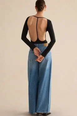 Backless Cut Out Long Sleeve Bodysuit
