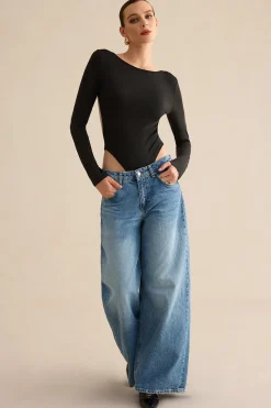 Backless Cut Out Long Sleeve Bodysuit