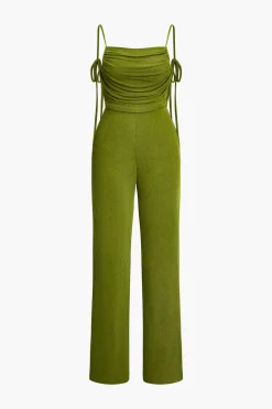 Backless Ruched Slip Jumpsuit