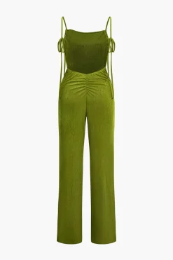Backless Ruched Slip Jumpsuit