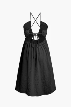 Backless V-neck Slit Midi Dress