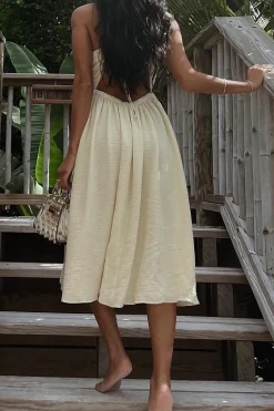 Backless V-neck Slit Midi Dress