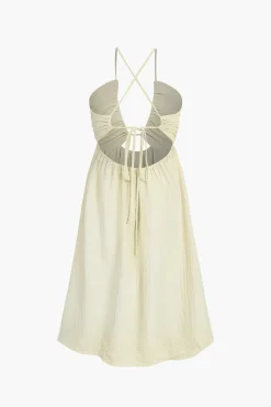 Backless V-neck Slit Midi Dress