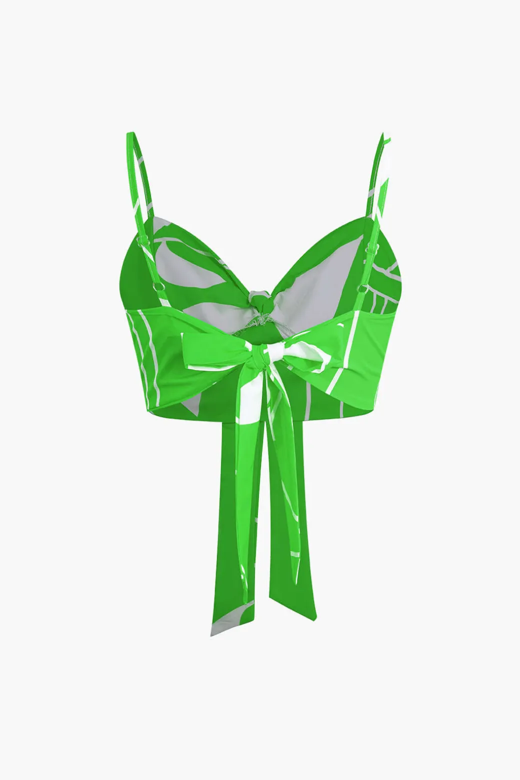 Bamboo Leaf Print Knot Cami Top And Pants Set