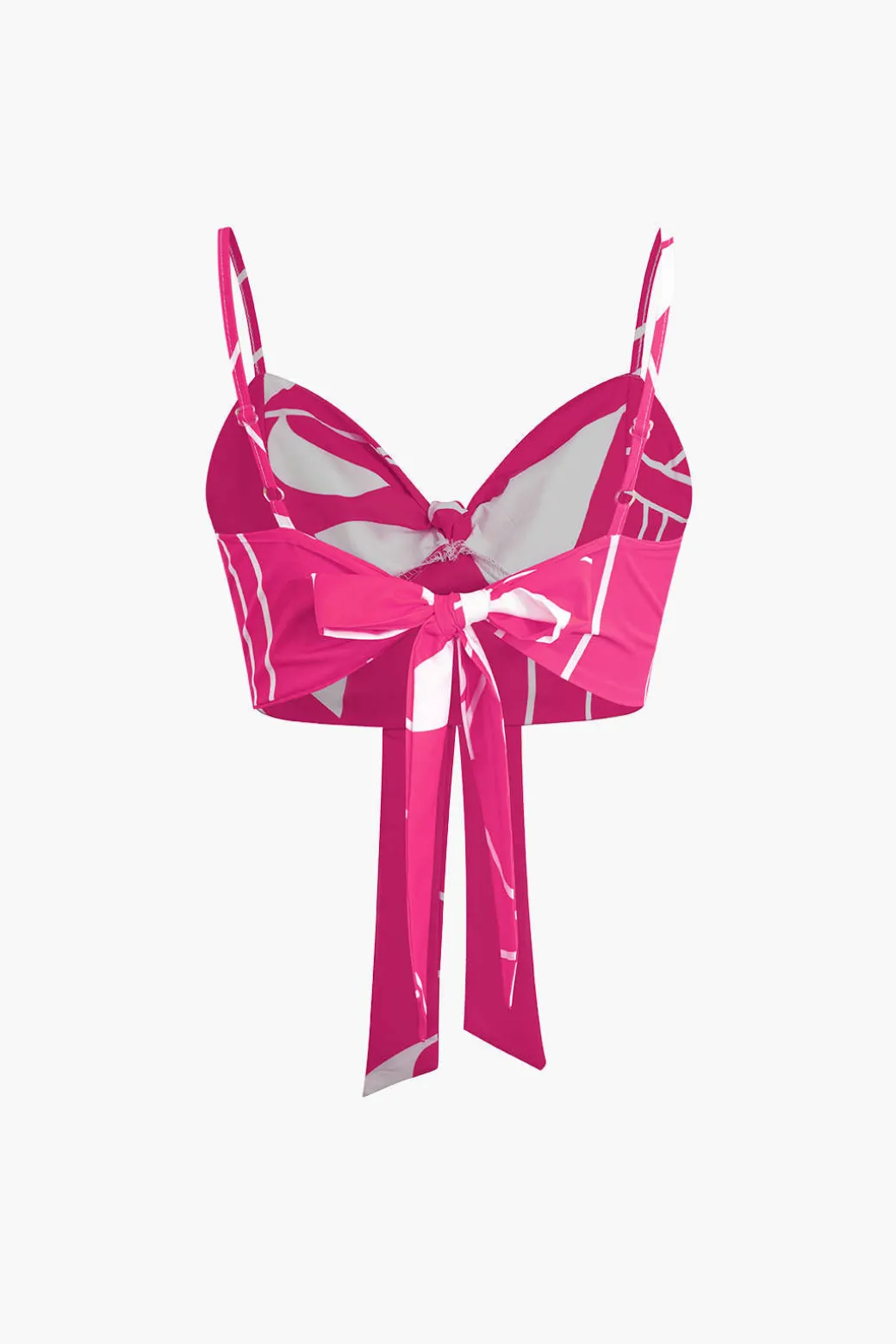 Bamboo Leaf Print Knot Cami Top And Pants Set