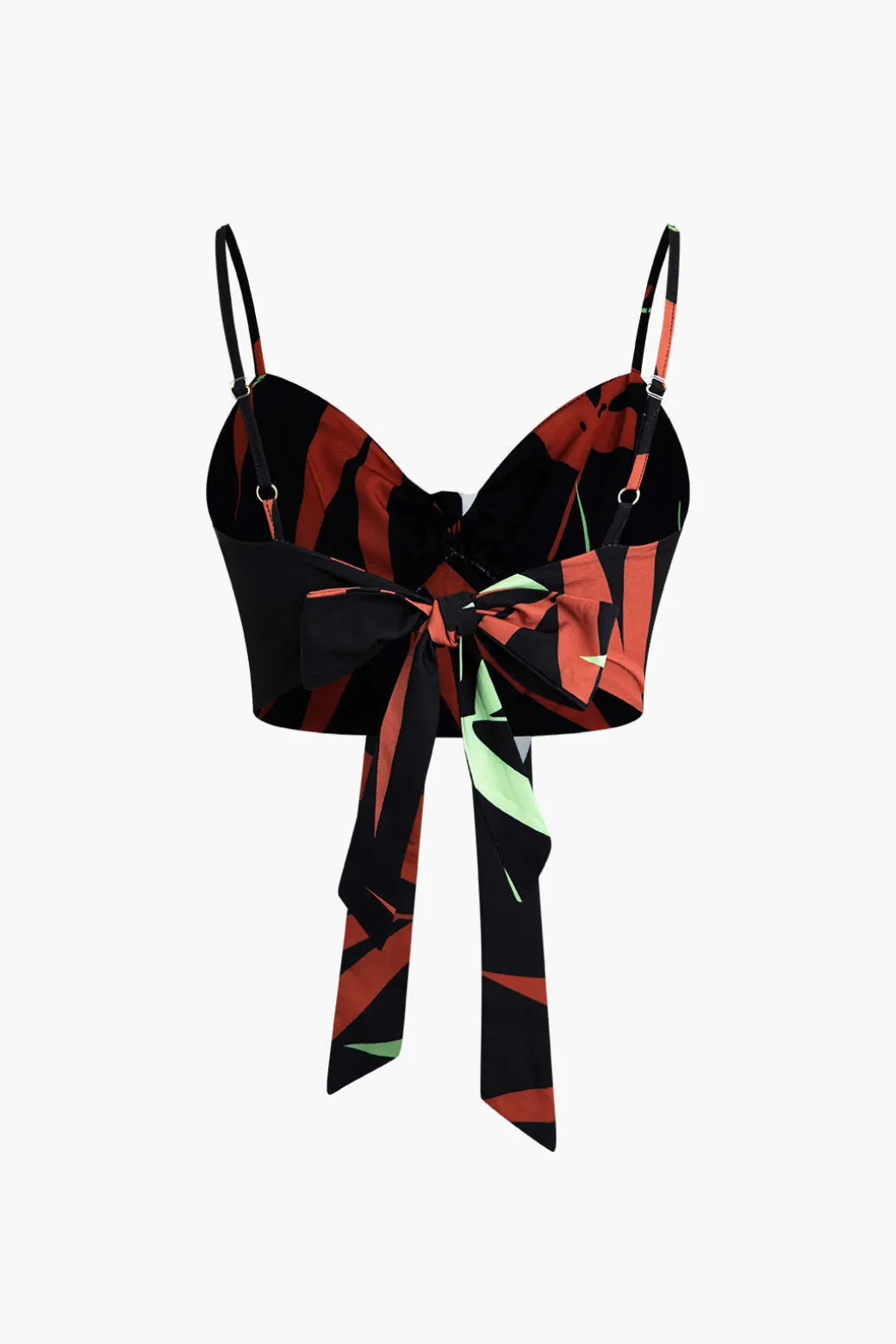 Bamboo Leaf Print Knot Cami Top And Pants Set
