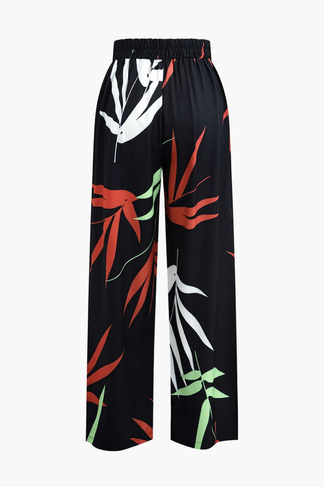 Bamboo Leaf Print Knot Cami Top And Pants Set