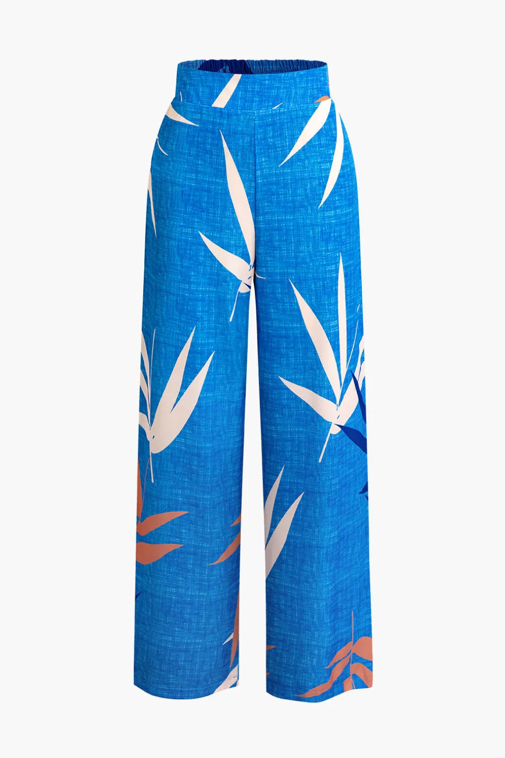 Bamboo Leaf Print Knot Cami Top And Pants Set