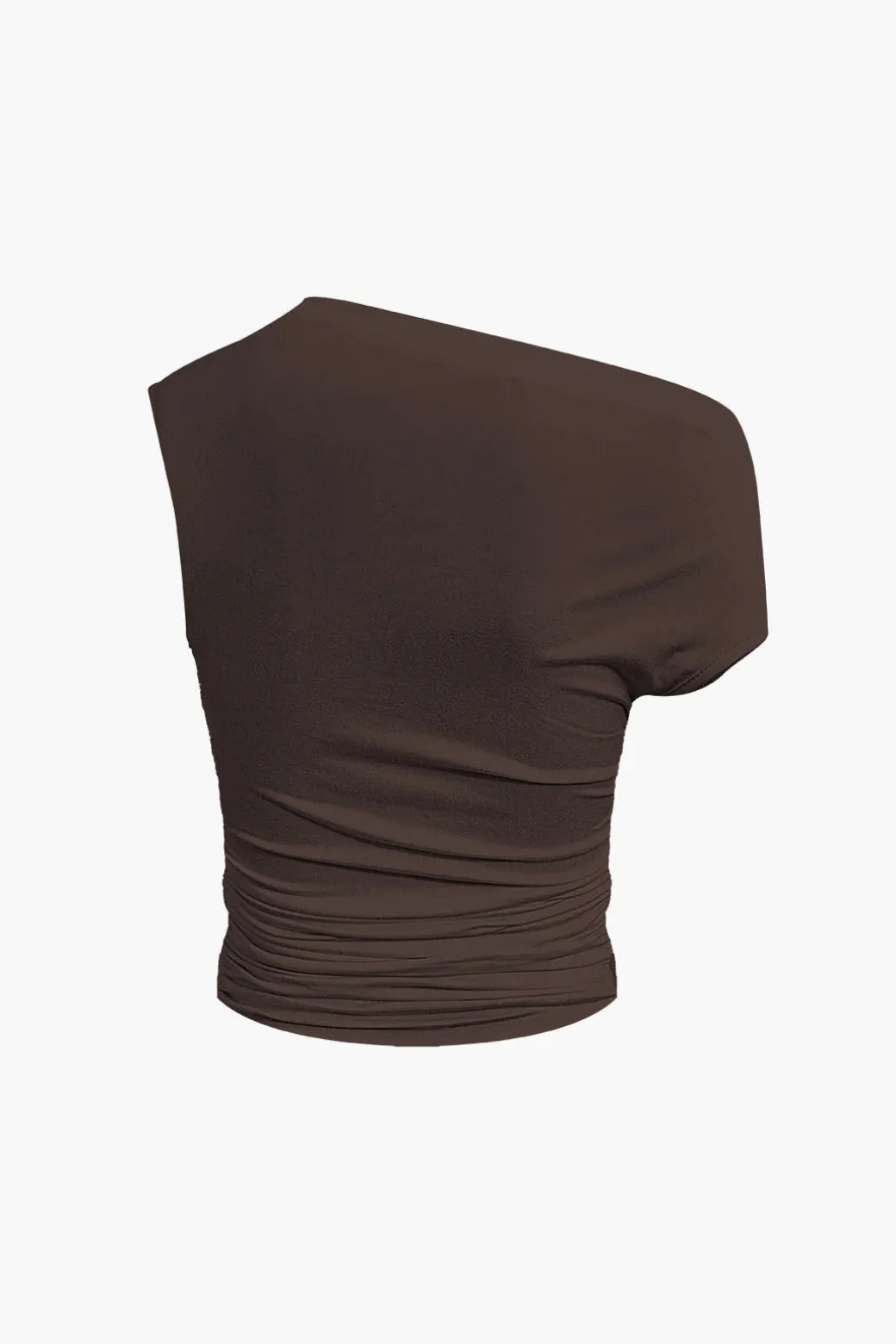 Basic Asymmetrical Ruched Crop Top And Tie Mini Skirt Set