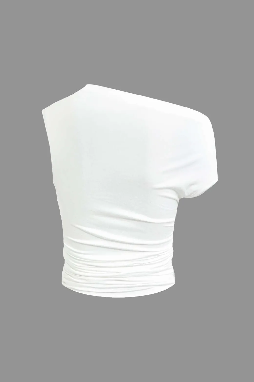 Basic Asymmetrical Ruched Crop Top And Tie Mini Skirt Set