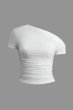 Basic Asymmetrical Ruched T-shirt