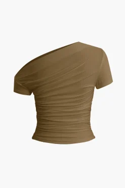 Basic Asymmetrical Ruched T-shirt