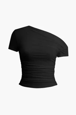 Basic Asymmetrical Ruched T-shirt