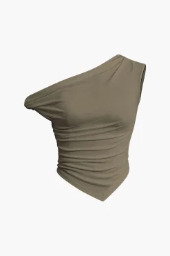 Basic Asymmetrical Twist Ruched T-shirt