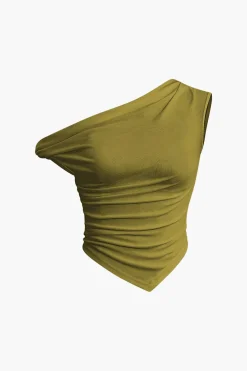 Basic Asymmetrical Twist Ruched T-shirt