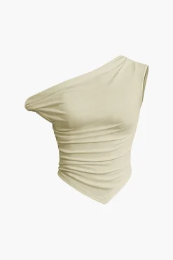 Basic Asymmetrical Twist Ruched T-shirt