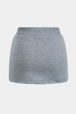 Basic Asymmetry Long Sleeve Top And Skirt Set
