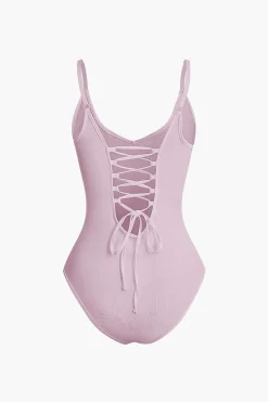 Basic Braided Tie V-neck Cami Bodysuit