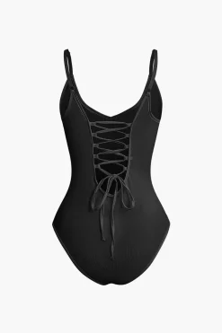 Basic Braided Tie V-neck Cami Bodysuit