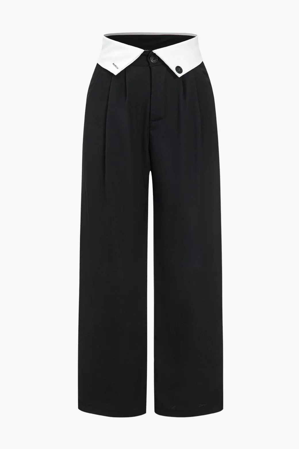 Basic Contrast High Waist Wide Leg Trousers