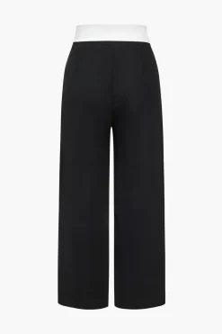 Basic Contrast High Waist Wide Leg Trousers